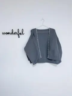 Adam et rope パール付きカーディガン