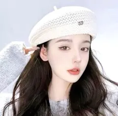 ベレー帽 ハンチング　帽子 ハット　白　ホワイト　韓国　アイドル