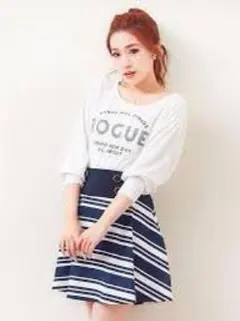 ボーダーのフレアスカート