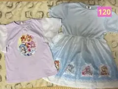 120 ひろがるスカイ！プリキュア　半袖ワンピース＋Tシャツセット