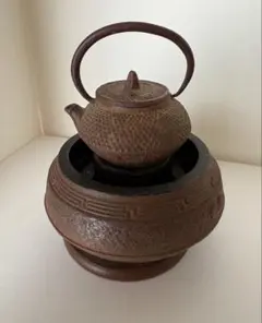 昭和レトロ ミニチュア鉄瓶 鉄器 茶道具 釜 五徳 火鉢 セット