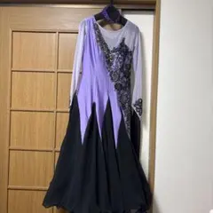 LEIRENA 社交ダンスドレス　スタンダード　薄紫 ビーズ刺繍 長袖