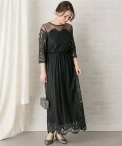 troisiemechaco　ドットチュール×パネルレースドレス最終値下げ