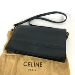 CELINE セリーヌ レザー ショルダーバッグ ネイビー レディース ブランド