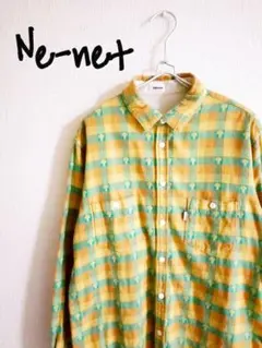 D222265 Ne-net チェック柄 キノコ刺繡ネルシャツのサムネイル