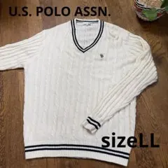 U.S. POLO ASSN.ラインカレッジ Vネックセーター y2k平成レトロのサムネイル