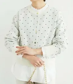 le.coeur blanc　ドットジャガードニットカーディガンのサムネイル