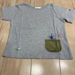 BEAMS mini 昆虫刺繍付きグレーTシャツ120