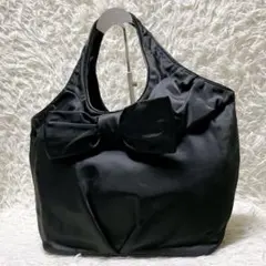 kate spade トートバッグ リボンデザイン ナイロン 肩掛け ブラック