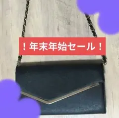 クラッチバッグ ブラックゴールドチェーンストラップスナップボタン開閉