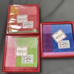【新品】AVOCA（アヴォカ）タオルハンカチ 3枚セット チェック柄