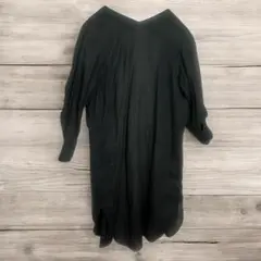 美品✨マカフィー ベルテッドシャツワンピース ラミーリネン ノーカラー 黒