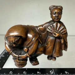 柘植彫 鯨歯 象嵌 「舌出し 三番叟」 からくり 根付 珍品 - メルカリ