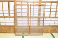 アンティーク★昭和30年レトロ 木製 建具 窓 引き戸 ガラス戸 2枚組 古民家