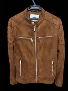 ZARA ブラウン スエード ライダースジャケット
