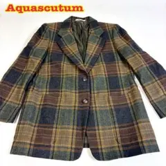 Aquascutum テーラードジャケット ウール100% イエローチェック