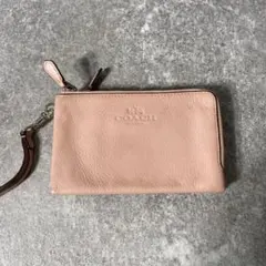 coach コーチ オーガナイザー ポーチ レザー ピンク ダブルジップ 