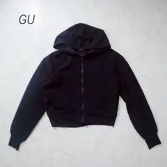 GU パーカー 長袖 レディース フード付き フルジップ ショート丈 ブラックのサムネイル