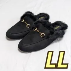 【美品】しまむら MUMU ファースリッポン LL ブラック