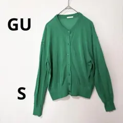 【美品】ジーユー　レディース　S グリーン　クルーネックシアーカーディガン　長袖のサムネイル