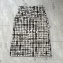 インデックス モールツイードスカート チェックタイトスカート 入学式 上品 L