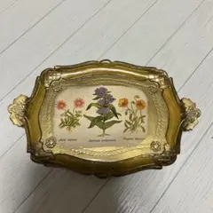 【専用】花柄金色トレイ アンティーク