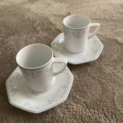 ノリタケアロミエージュ カップ＆ソーサーセット 八角形 白地 青花