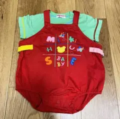 ミキハウス ダルマオール+半袖Tシャツセット 80 レトロ
