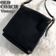 VintageCoach オールドコーチ✨️フラップ　レザー　ショルダーバッグ　黒