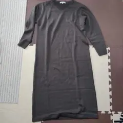 grove ダークグレー ニット Vネック ロングワンピース M
