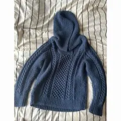 HOOKED VINTAGE フード付きアラン模様ニット