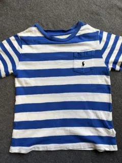 Polo 青と白ストライプ Tシャツ 4T