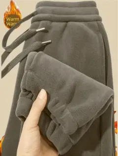 暖かいフリース ジョガーパンツ グレー