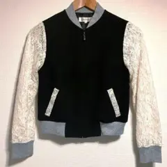 レストローズ 袖レース ジャケット ブルゾン スタジャン 黒のサムネイル