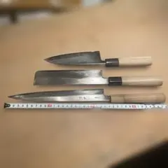 出刃包丁 刺身包丁 4本セット まとめ売り 日本製 レトロ 木製ハンドル