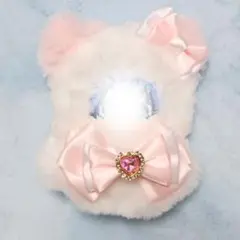ちびぐるみ にじぱぺっと ぬい服 10cm 白 猫 ピンク スタイ チェック