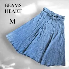 【BEAMS HEART】リブ網　ニット　ウエストリボン　ウエストゴム　フレア