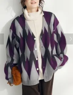 CRAFT STANDARD BOUTIQUE アーガイルカーディガン パープル