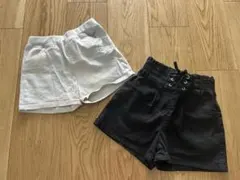 女の子 ホワイト ブラック 半ズボン ショートパンツ 140 2点セット