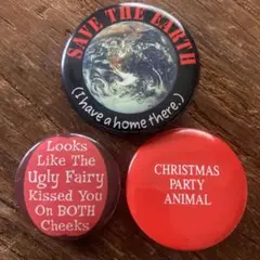 80's 90s ヴィンテージ　缶バッジ　SAVE EARTH パリピ　ヒッピーのサムネイル