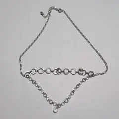 シルバー ビーズ付きチェーンネックレス