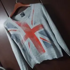 PPFM Uネック セーター ニット 綿×アクリル 英国国旗 U.K.ロックのサムネイル