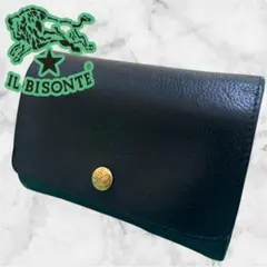 大人気商品 ILBISONTE イルビゾンテ 正規品 二つ折り財布 レザー 黒