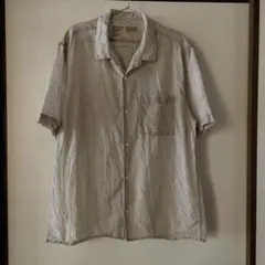 無印良品　リネン　ベージュ 半袖シャツ Lサイズ ポケット付き