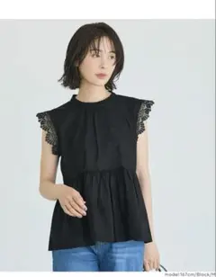 coca 袖レースギャザーブラウス　Mサイズ