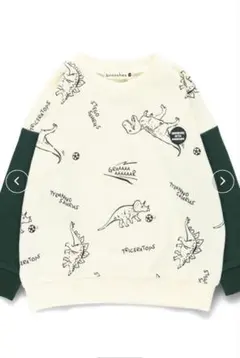 《新品 タグ付き》 恐竜総柄プリントx袖無地切替トレーナー