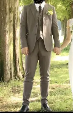 【着用一度のみ】ブラウン スーツ ベスト セット 前撮りにおすすめ