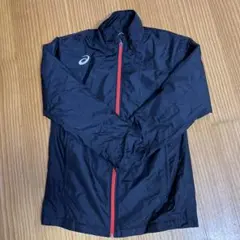 ASICS ウィンドブレーカー 黒 赤ジッパー