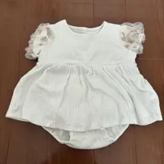 バースデイ　ホワイト フリルロンパース 70cm