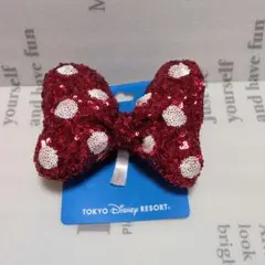 ミニーリボン　ヘアゴム　大　ドット　ディズニーリゾート　スクバ　お揃い　新品
